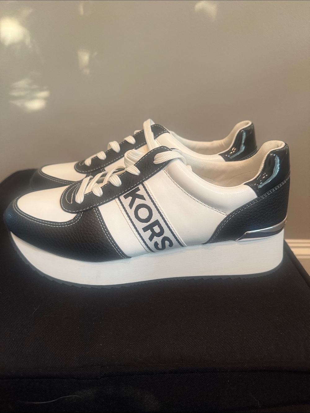 Michael Kors Black and White Platform Sneakers